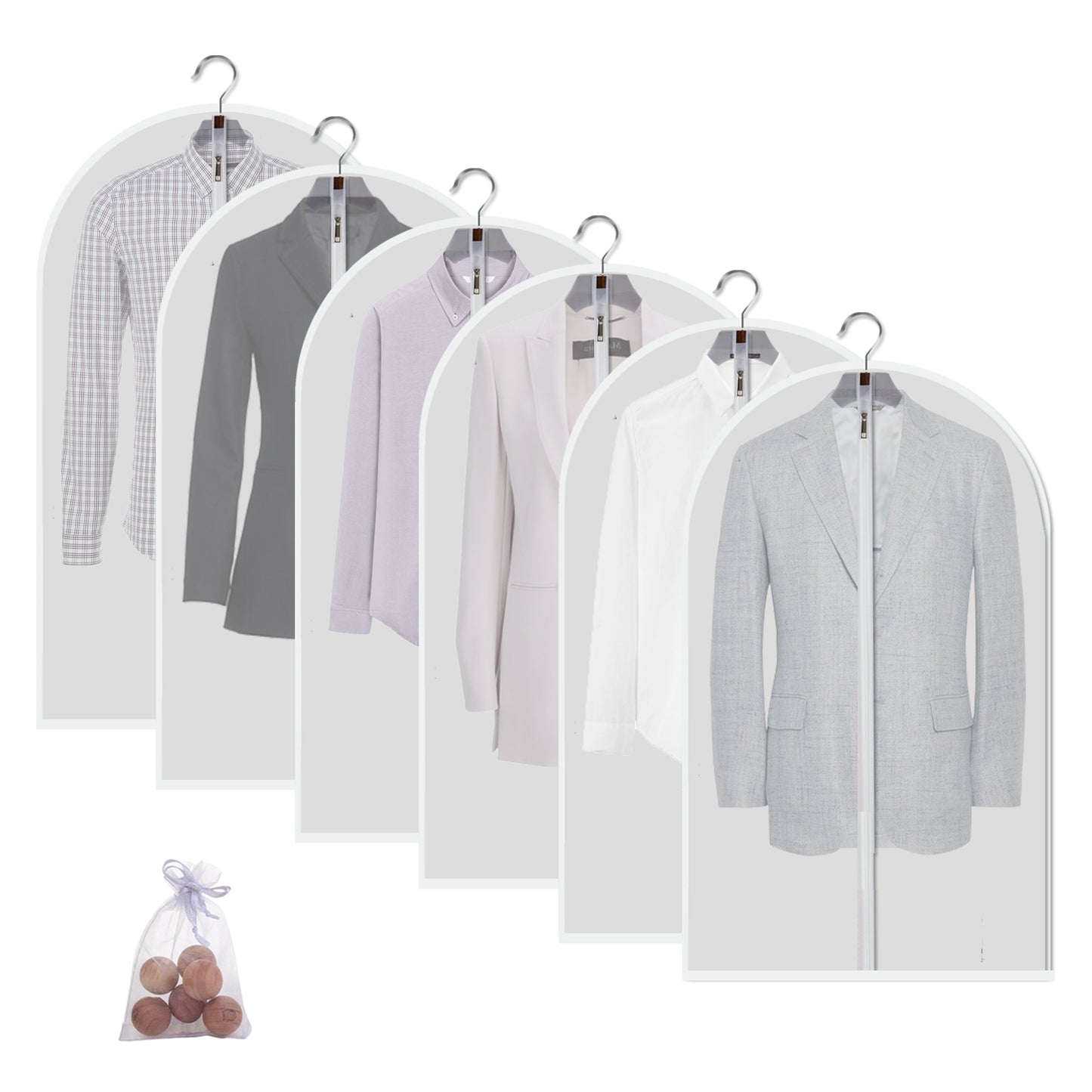 MsKitchen Clear Garment Bags Clothes Covers Protecting Dusts for Storage Plastic Garment Bags Hanging Clothes Bags Dress Bag for Gowns Long with Zipper for Closet - 24'' x 40''/6Pack-12 Pack