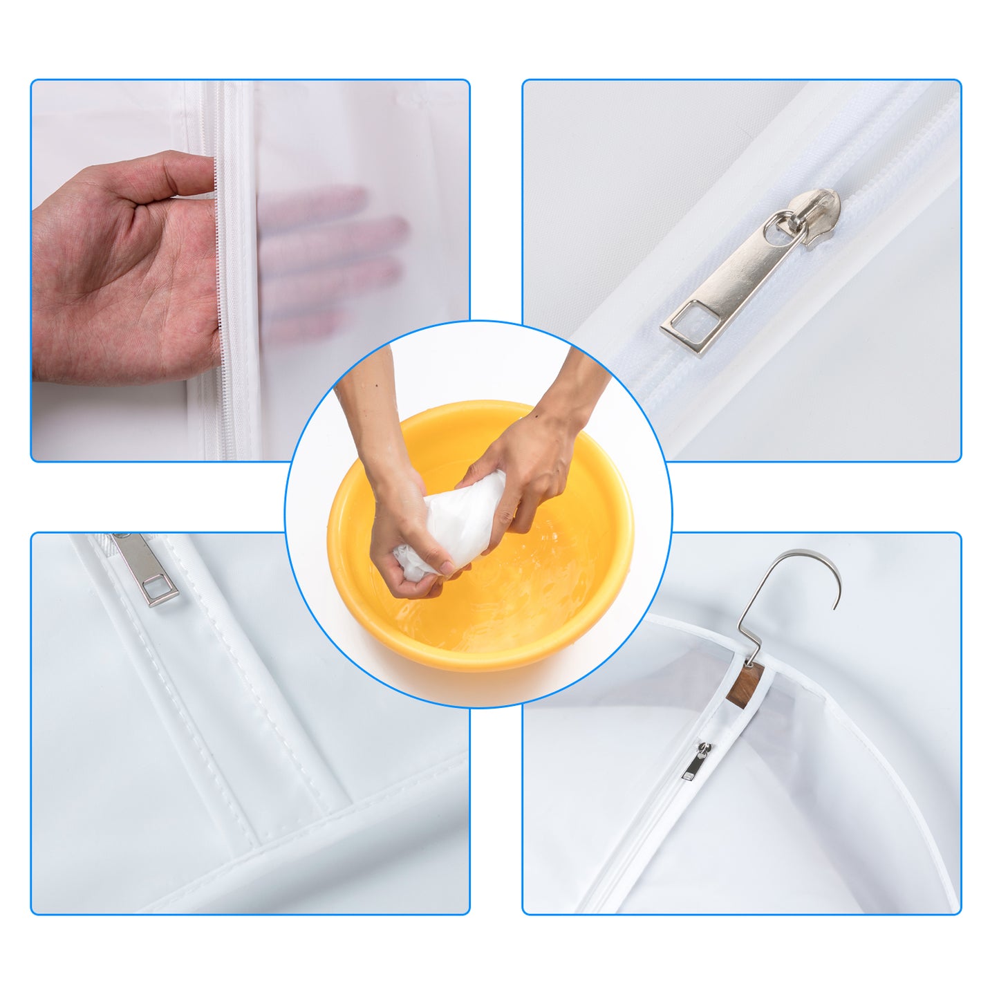 MsKitchen Clear Garment Bags Clothes Covers Protecting Dusts for Storage Plastic Garment Bags Hanging Clothes Bags Dress Bag for Gowns Long with Zipper for Closet - 24'' x 40''/6Pack-12 Pack