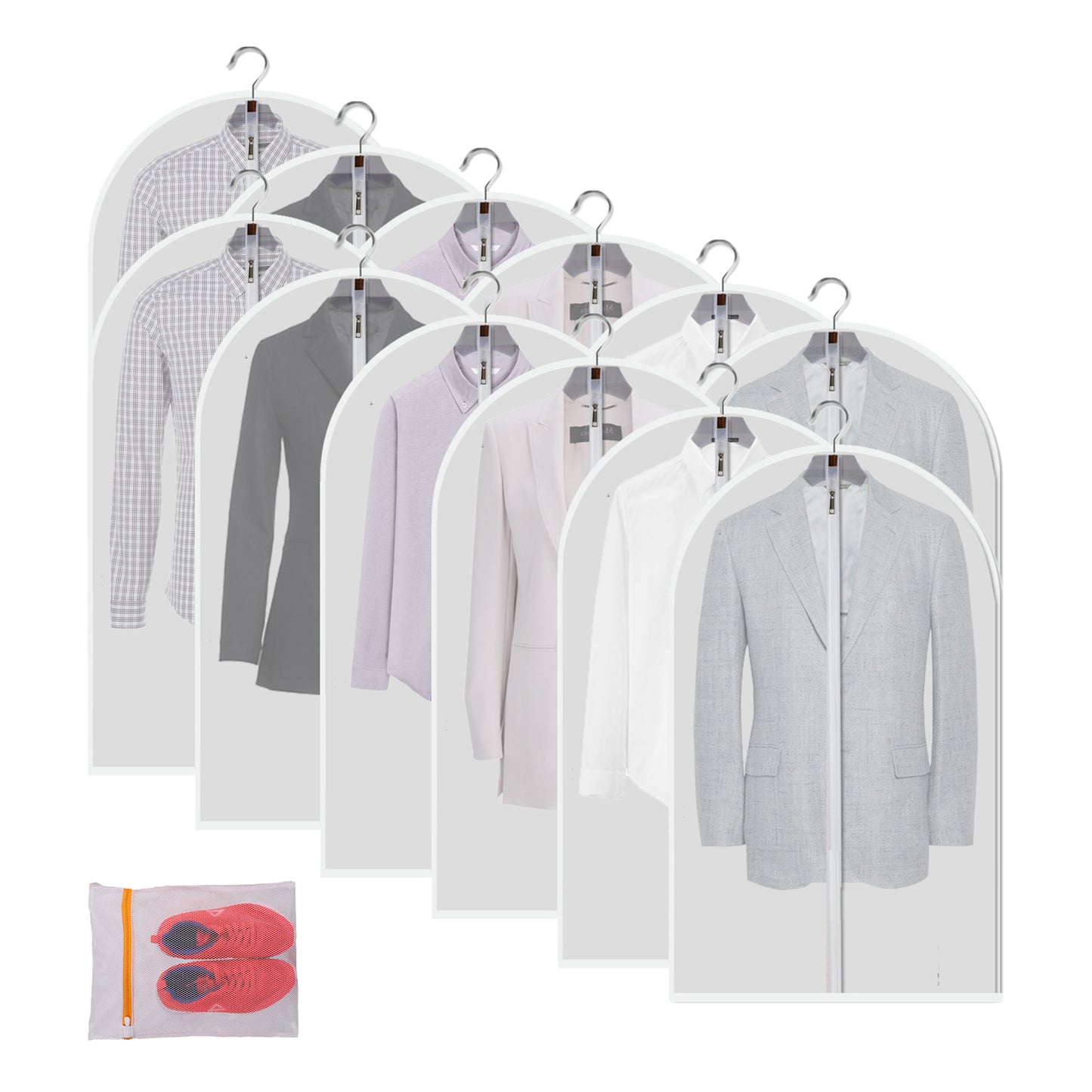 MsKitchen Clear Garment Bags Clothes Covers Protecting Dusts for Storage Plastic Garment Bags Hanging Clothes Bags Dress Bag for Gowns Long with Zipper for Closet - 24'' x 40''/6Pack-12 Pack