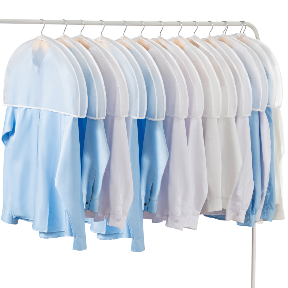 Shoulder Covers Plastic Hanger Covers for Clothes (Set of 12) Closet Clothes Protectors Breathable Clear Jacket Cover with 2" Gusset for Suit, Coat, Jackets, Blouses, Dress - 24'' x12" x2''/12 Pack