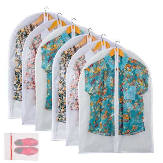 Clear Garment Bag Suit Bags for Closet Storage, Vinyl Garment Bags for Hanging Clothes, Short Hanging Bags Coat Covers for Closet with Zipper- 24'' X 32''/6Pack-12 Pack