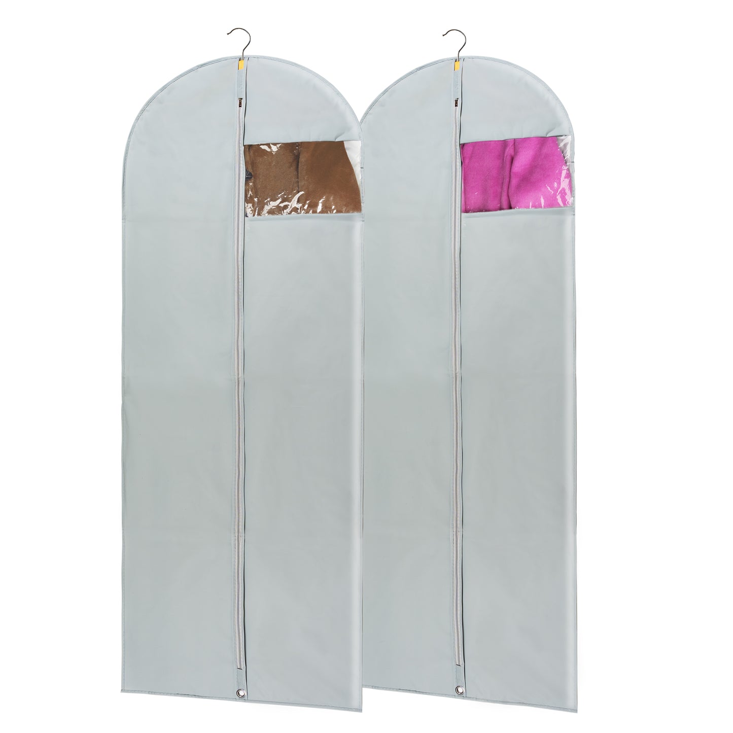 Dress Bags for Gowns Long, 65" Long Dress Bags for Hanging Clothes Clear Windows Foldable Long Garment Bag for Storage and Travel-24"x 65"/2 Pack