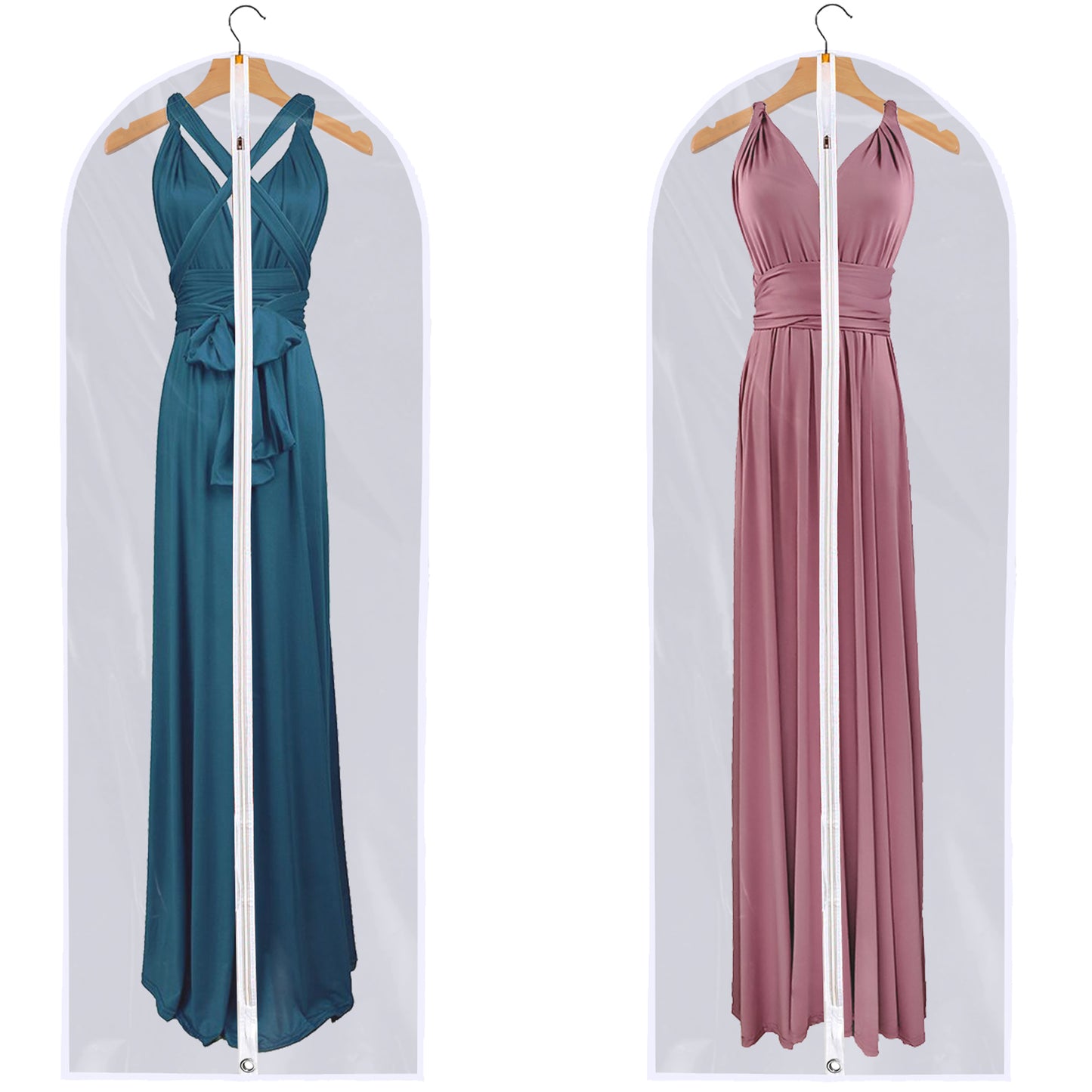 Dress Bags for Gowns Long - Foldable, 65" Clear Garment Bags for Closet Storage and Travel 24" x 65"/ 2 Pack-4 Pack