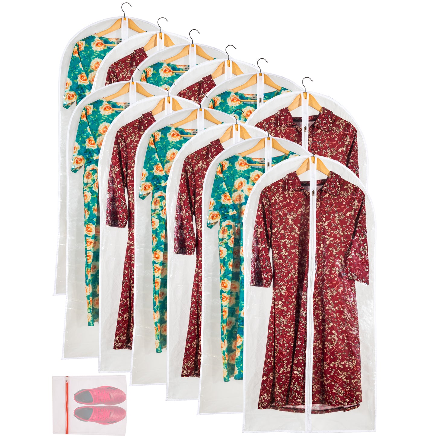 Clear Garment Bag Long Garment Bags for Gowns, Vinyl Dress Bags for Closet Storage, Coat Covers for Closet With Zipper Plastic Garment Bags for Hanging Clothes Long Dress - 24'' X 48''/6 Pack-12 Pack
