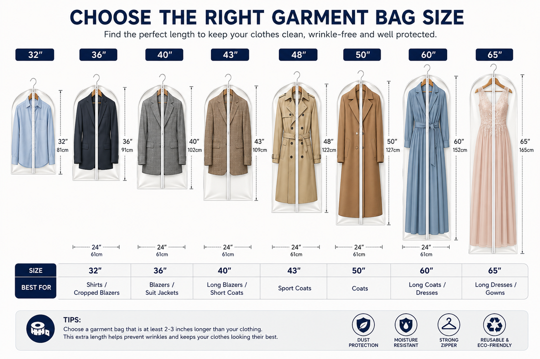 Garment Bag Size Guide For Suits, Coats & Dresses