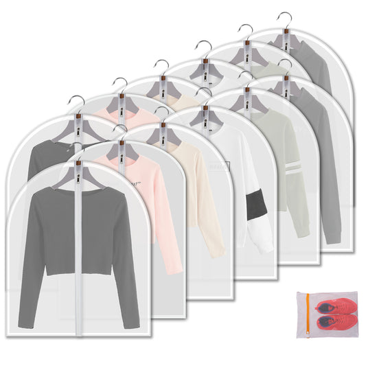 MsKitchen Clear Garment Bags Clothes Covers Protecting Dusts for Storage Plastic Garment Bags Hanging Clothes Bags Dress Bag with Full Zipper for Closet Storage - 24'' x 32''/6Pack-12 Pack
