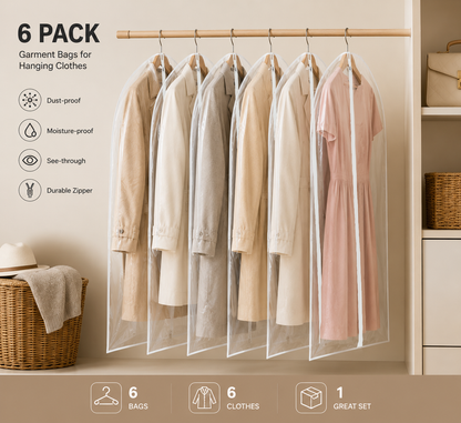 All Clear Garment Bags for Hanging Clothes