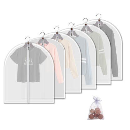 MsKitchen Clear Garment Bags Clothes Covers Protecting Dusts for Storage Plastic Garment Bags Hanging Clothes Bags Dress Bag with Full Zipper for Closet Storage - 24'' x 32''/6Pack-12 Pack