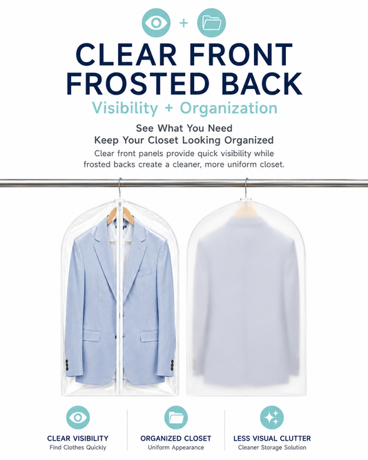 Clear Front Frosted Back Garment Bags