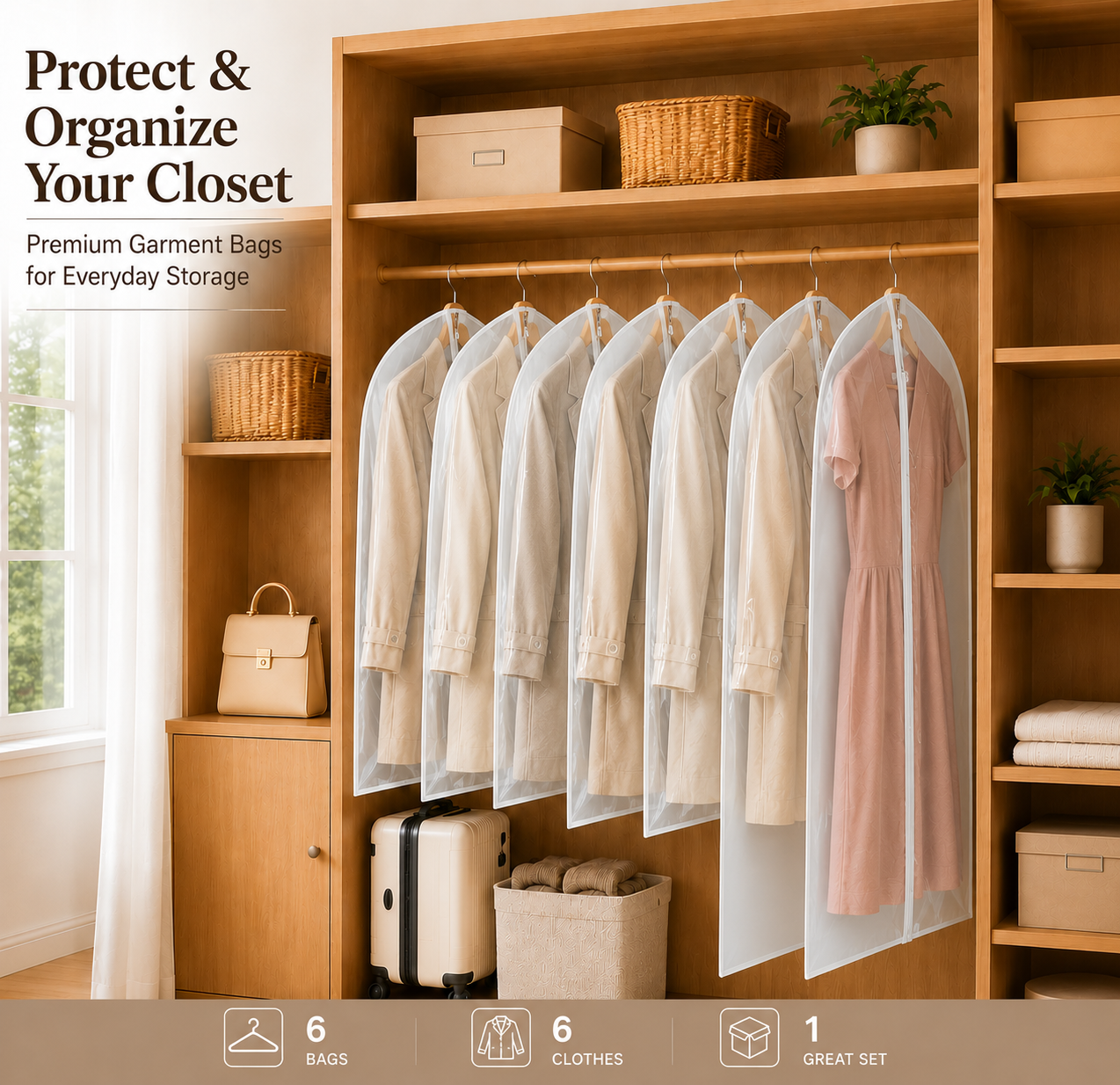 Clear Front Frosted Back Garment Bags