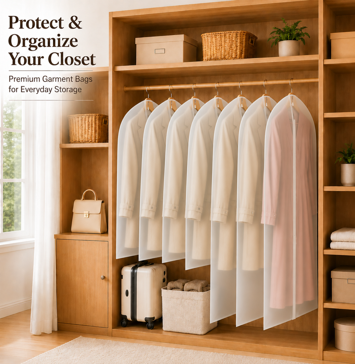 Frosted Garment Bags for Closet Storage