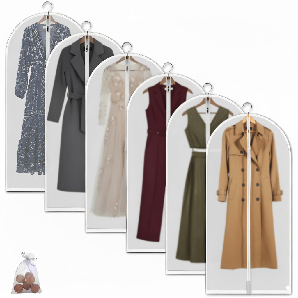 Mskitchen Clear Garment Bags Clothes Covers Protecting Dusts For Storage Plastic Garment Bags Hanging Clothes Bags with Zipper Gown Garment Bag for Long Dresses - 24'' X 60''/6Pack-12 Pack