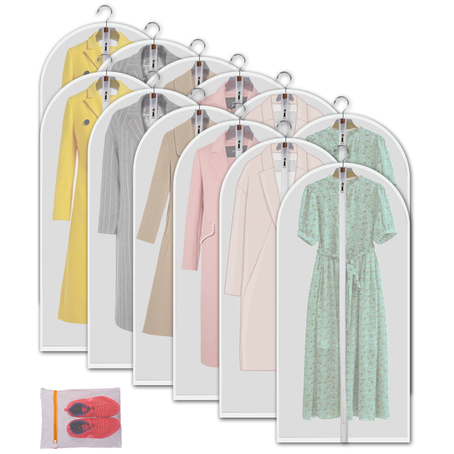 MsKitchen Clear Garment Bags Hanging Clothes Bags (Set of 12) for Clos –  Mskitchenonline