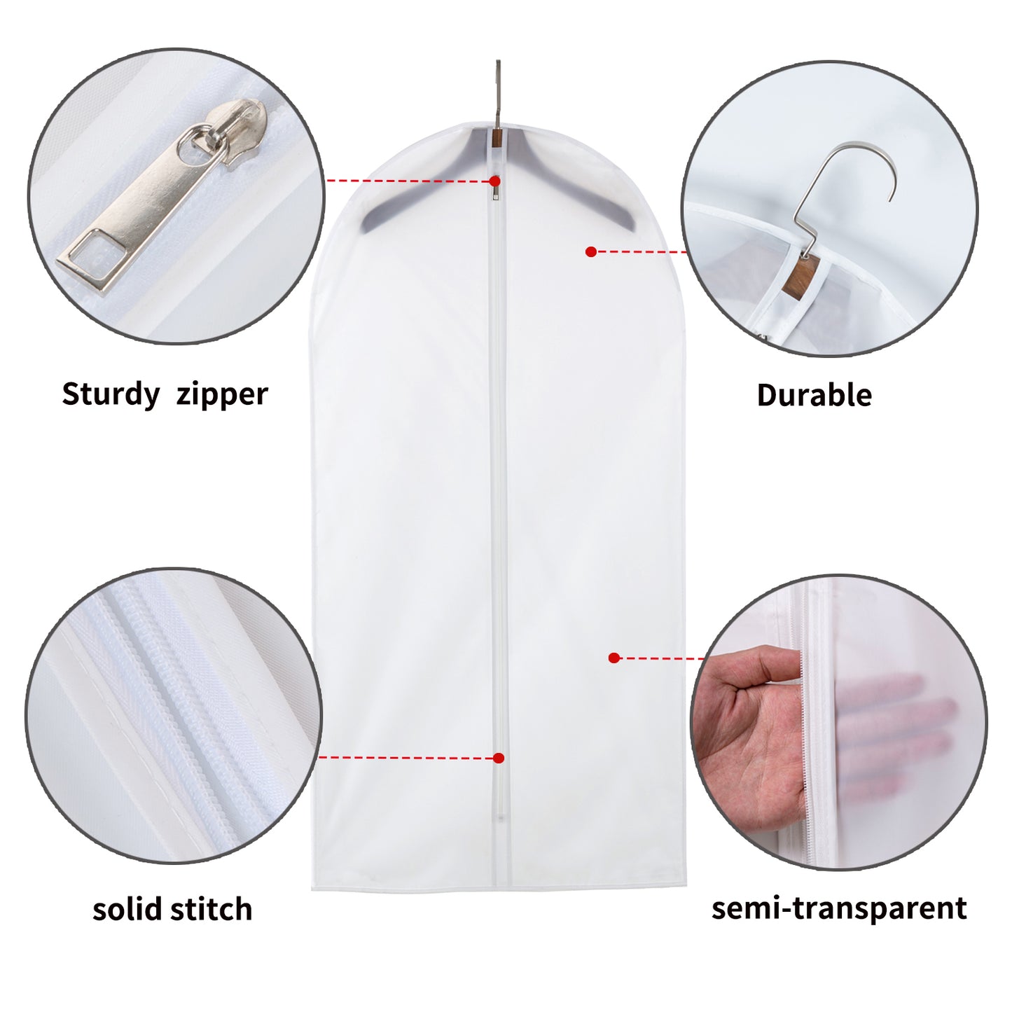 Mskitchen Clear Garment Bags Clothes Covers Protecting Dusts For Storage Plastic Garment Bags Hanging Clothes Bags with Zipper Gown Garment Bag for Long Dresses - 24'' X 60''/6Pack-12 Pack