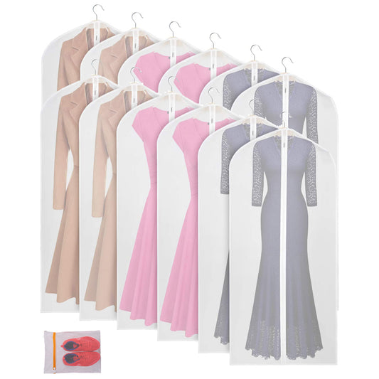 Mskitchen Clear Garment Bags Clothes Covers Protecting Dusts For Storage Plastic Garment Bags Hanging Clothes Bags with Zipper Gown Garment Bag for Long Dresses - 24'' X 60''/6Pack-12 Pack