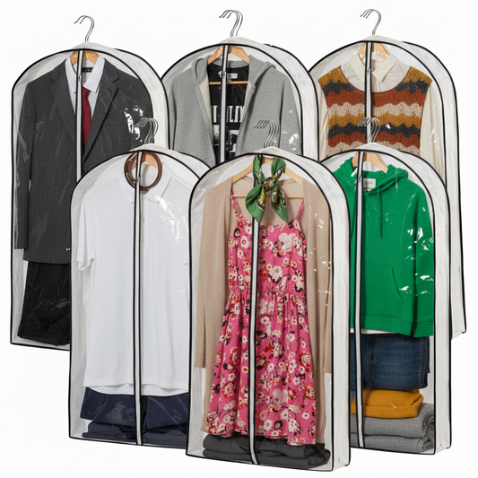 Mskitchen Hanging Clothes Bag with 4" Gusseted Garment Bag for Storage Suit Bag for Closet Clear Garment Bags Dress Covers Garment Bags for Suits, Sweaters, Shirts - 24"x 40"x 4"/ 3 Pack-6 Pack