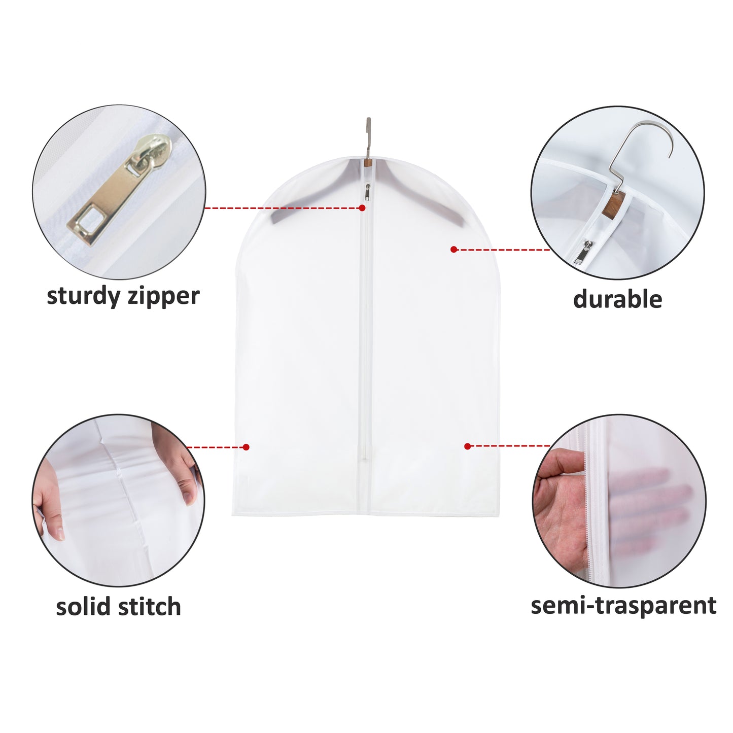 MsKitchen Clear Garment Bags Clothes Covers Protecting Dusts for Storage Plastic Garment Bags Hanging Clothes Bags Dress Bag with Full Zipper for Closet Storage - 24'' x 32''/6Pack-12 Pack