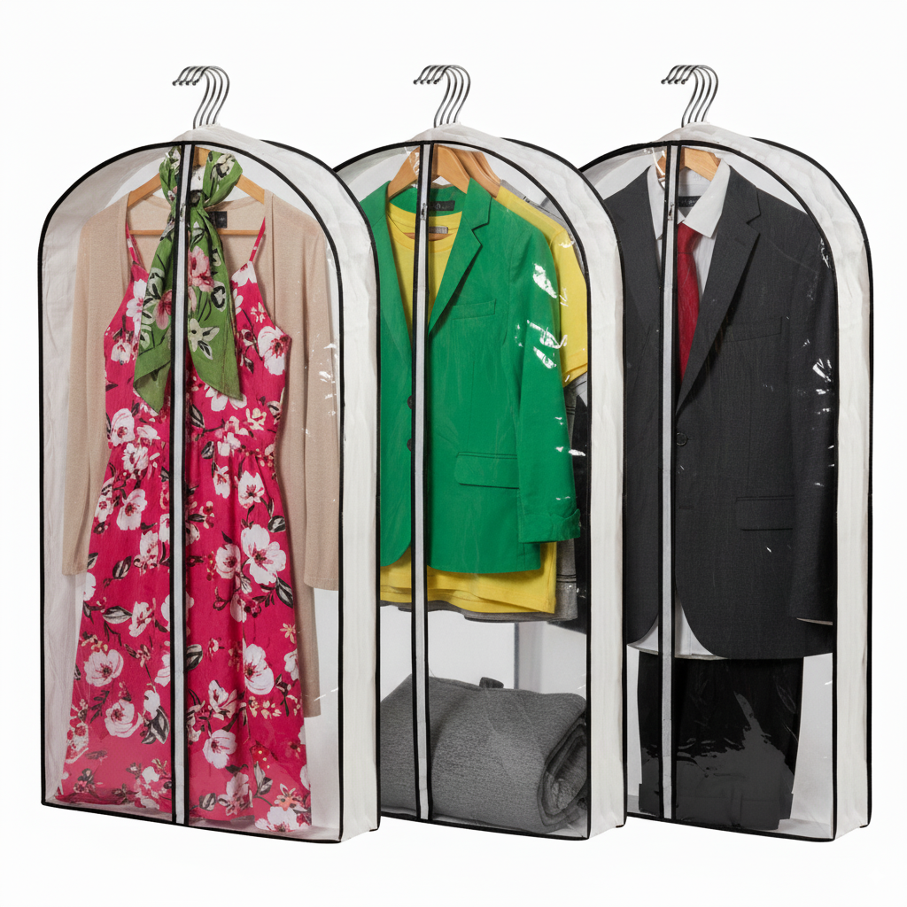 Mskitchen Hanging Clothes Bag with 4" Gusseted Garment Bag for Storage Suit Bag for Closet Clear Garment Bags Dress Covers Garment Bags for Suits, Sweaters, Shirts - 24"x 40"x 4"/ 3 Pack-6 Pack