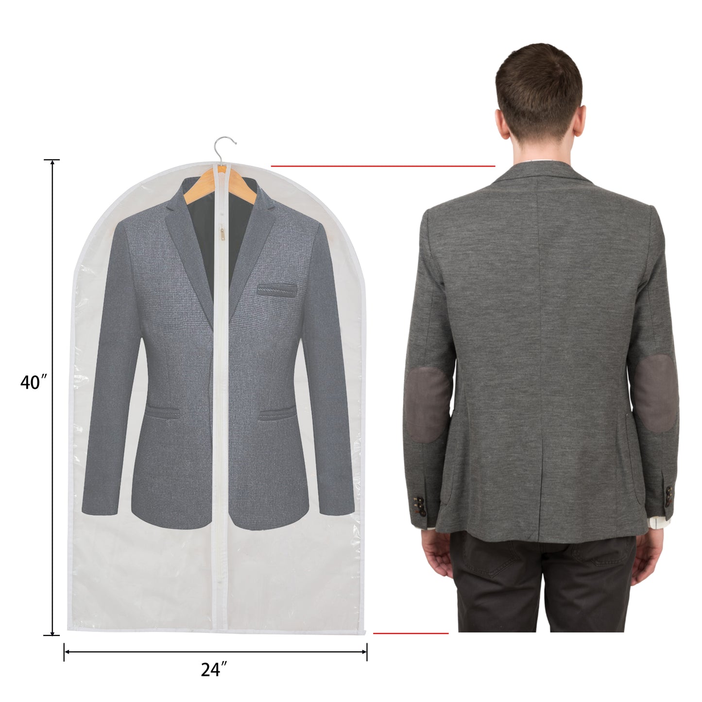Clear Front Frosted Back Garment Bags