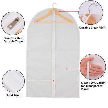 Clear Garment Bag Long Garment Bags for Gowns ,Vinyl Dress Bags for Closet Storage, Long Plastic Bags Zippered Garment Protector Bags for Longer Dress - 24'' X 60''/6 Pack-12Pack