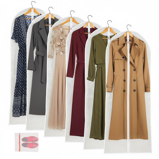 Clear Garment Bag Long Garment Bags for Gowns ,Vinyl Dress Bags for Closet Storage, Long Plastic Bags Zippered Garment Protector Bags for Longer Dress - 24'' X 60''/6 Pack-12Pack