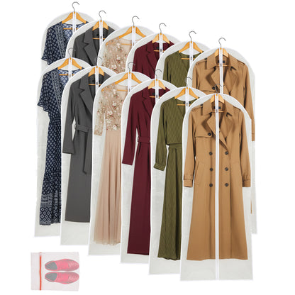 Mskitchen Clear Garment Bags Clothes Covers Protecting Dusts For Storage Plastic Garment Bags Hanging Clothes Bags with Zipper Gown Garment Bag for Long Dresses - 24'' X 60''/6Pack-12 Pack