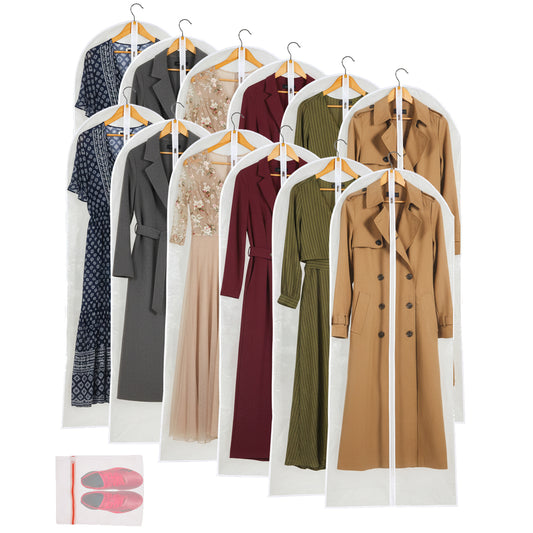 Mskitchen Clear Garment Bags Clothes Covers Protecting Dusts For Storage Plastic Garment Bags Hanging Clothes Bags with Zipper Gown Garment Bag for Long Dresses - 24'' X 60''/6Pack-12 Pack