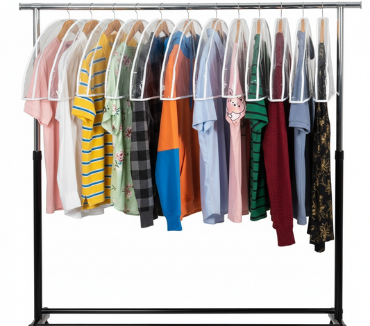 Clear Shoulder Covers Vinyl Plastic Hanger Covers for Clothes (Set of 12), Closet Clothes Protectors Breathable Garment Cover with 2" Gusset, Suit Shoulder Covers for Closets - 24'' X12" X2''/12 Pack