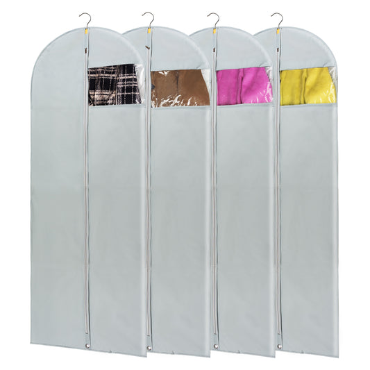Dress Bags for Gowns Long, 4 Pack-65" Long Dress Bags Foldable Long Garment Bag with Clear Window for Storage and Travel-24"x65"/4 Pack