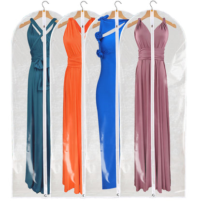 Dress Bags for Gowns Long - Foldable, 65" Clear Garment Bags for Closet Storage and Travel 24" x 65"/ 2 Pack-4 Pack