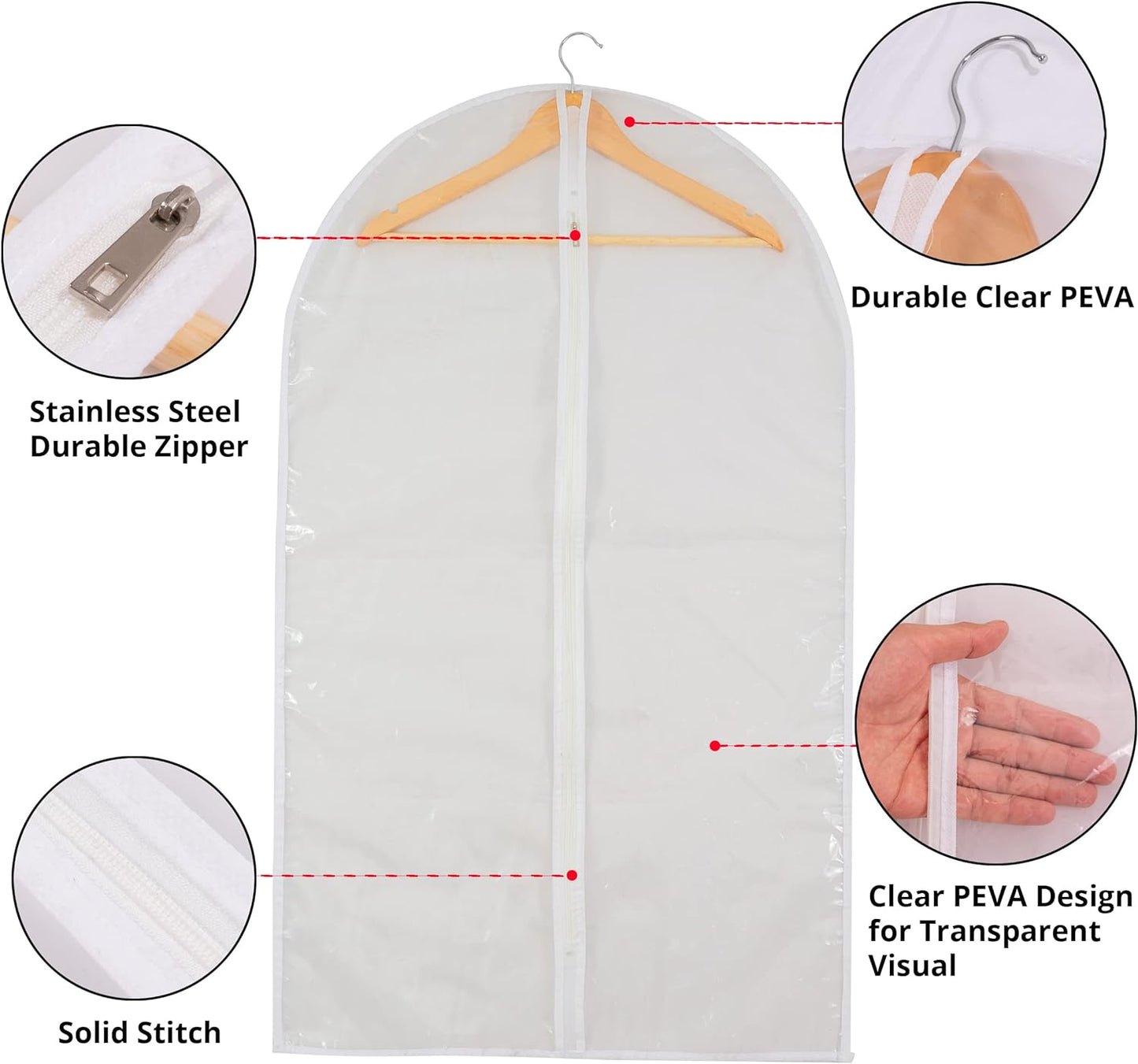 Dress Bags for Gowns Long - Foldable, 65" Clear Garment Bags for Closet Storage and Travel 24" x 65"/ 2 Pack-4 Pack