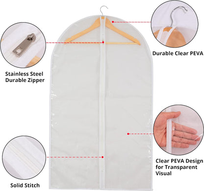 Dress Bags for Gowns Long - Foldable, 65" Clear Garment Bags for Closet Storage and Travel 24" x 65"/ 2 Pack-4 Pack