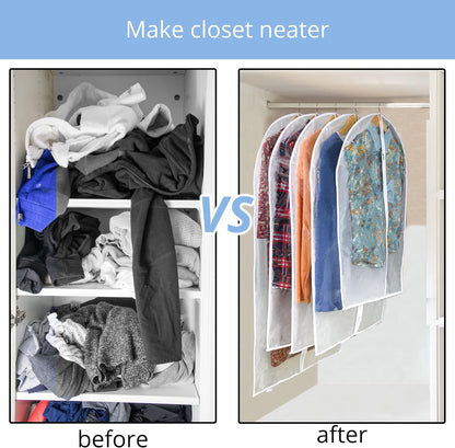 Dress Bags for Gowns Long - Foldable, 65" Clear Garment Bags for Closet Storage and Travel 24" x 65"/ 2 Pack-4 Pack