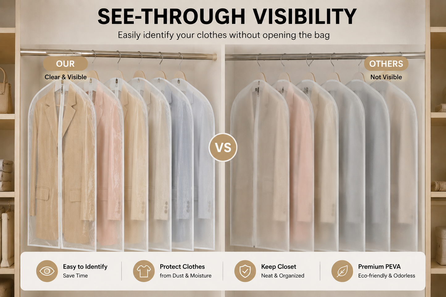 All Clear Garment Bags for Hanging Clothes